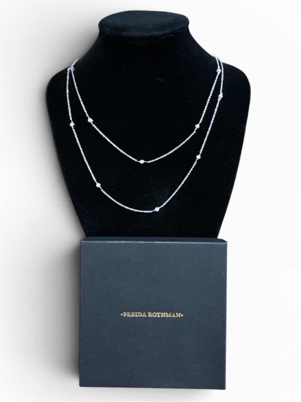 Layered Beaded Station Necklace - Silver by FREIDA ROTHMAN